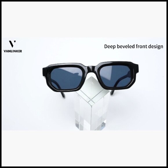 Retro Chunky Rectangle Sunglasses with UV400 Protection